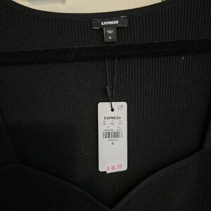 Express Black Heart-shaped Neckline Ribbed Sweater